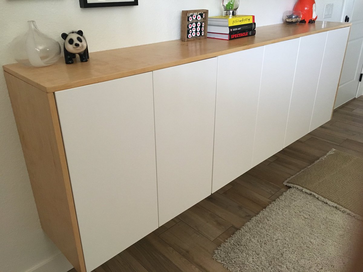 Wall mounted cabinets with wood framing