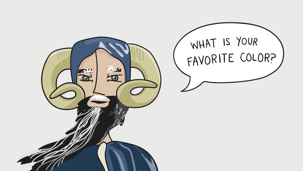 Illustration of Tim the Enchanter from Monty Python and the Holy Grail asking “What is your favorite color?”
