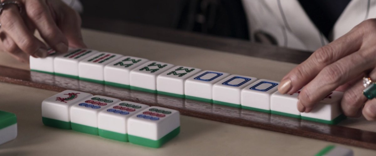 A winning mahjong hand (screencap from Crazy Rich Asians)