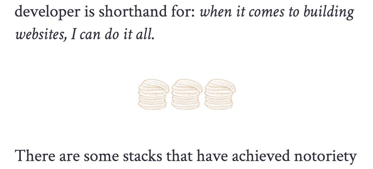 three little pancake stack icons separating two paragraphs