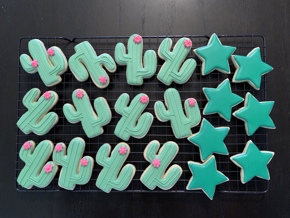 Sugar cookies that look like cacti and stars