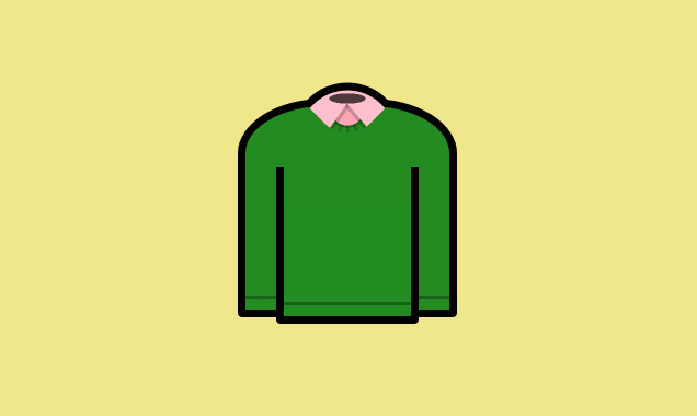 Illustration of Ned Flanders’ iconic green sweater and pink shirt.