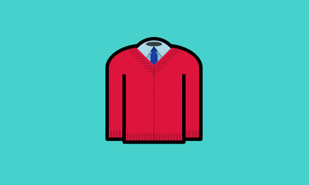 Illustration of Mr. Rogers’ iconic red sweater.