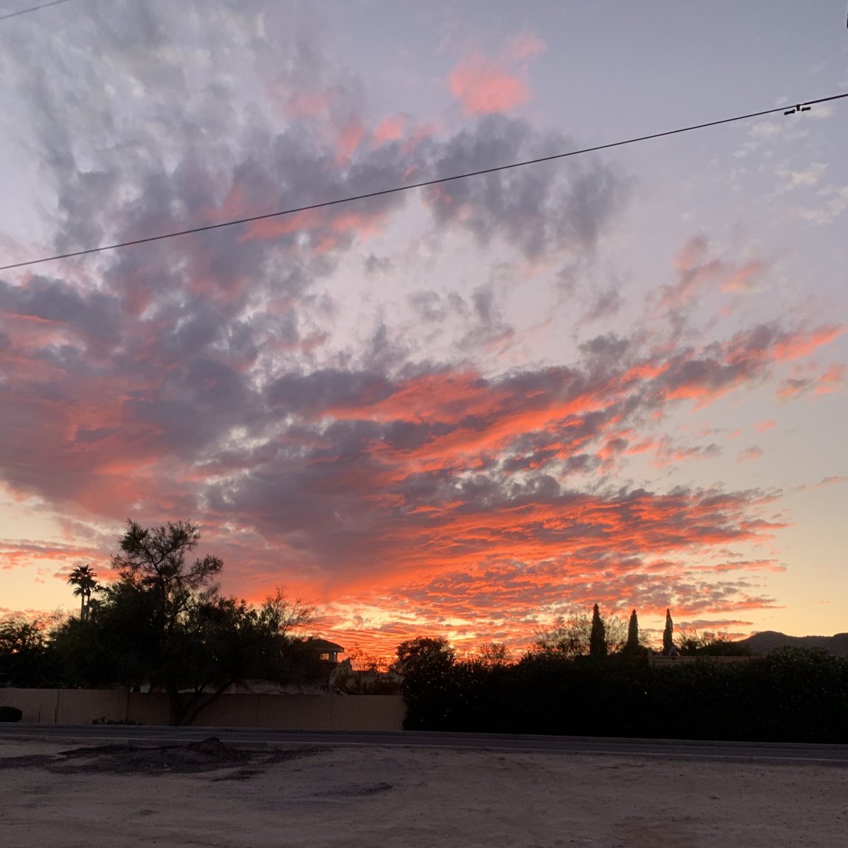 Red and purple clouds at sunset.