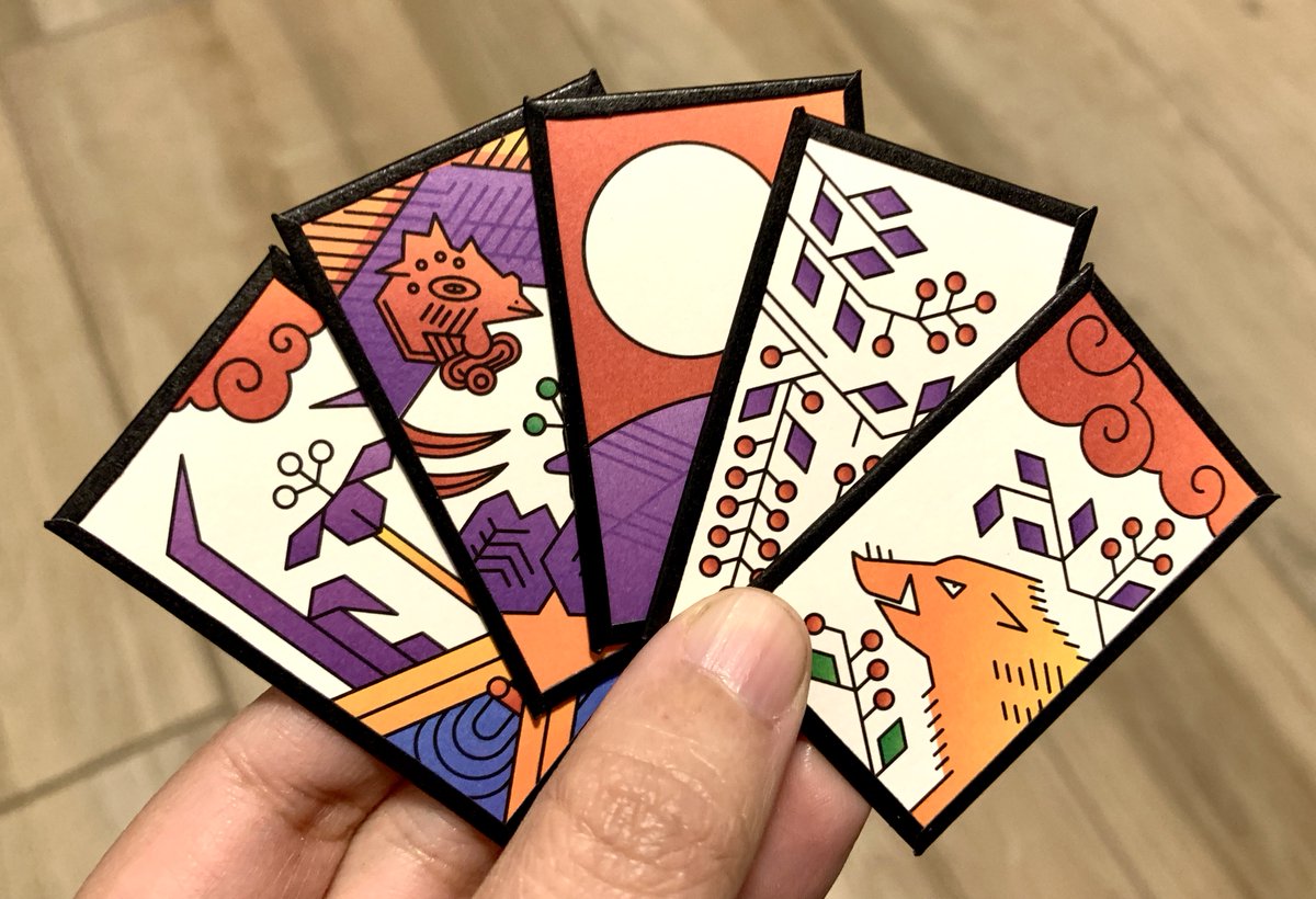 Fanned out Heroku hanafuda cards.