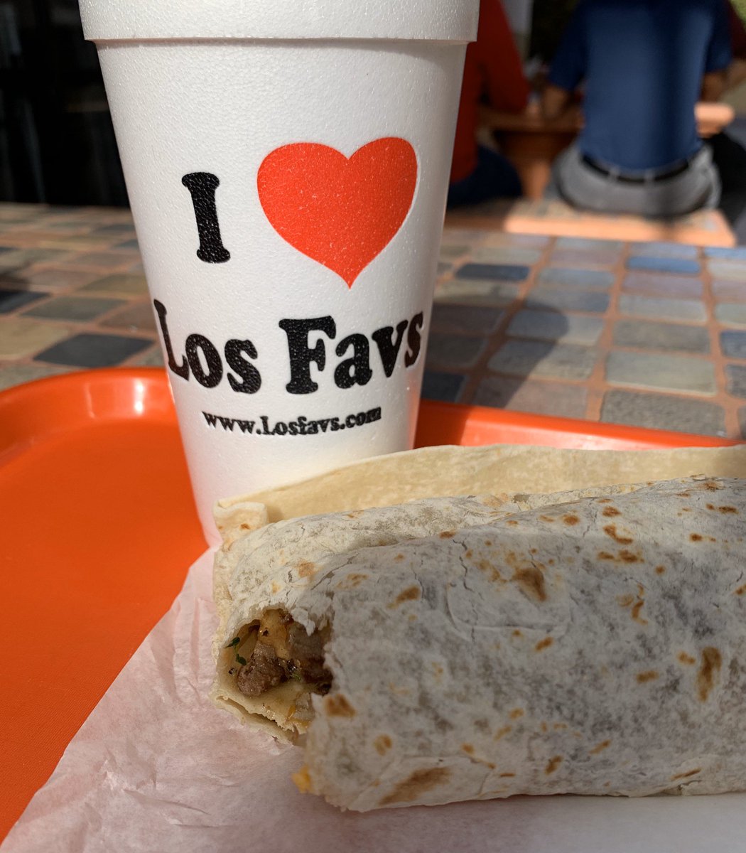 Burrito and a cup that says I ❤️ Los Favs.