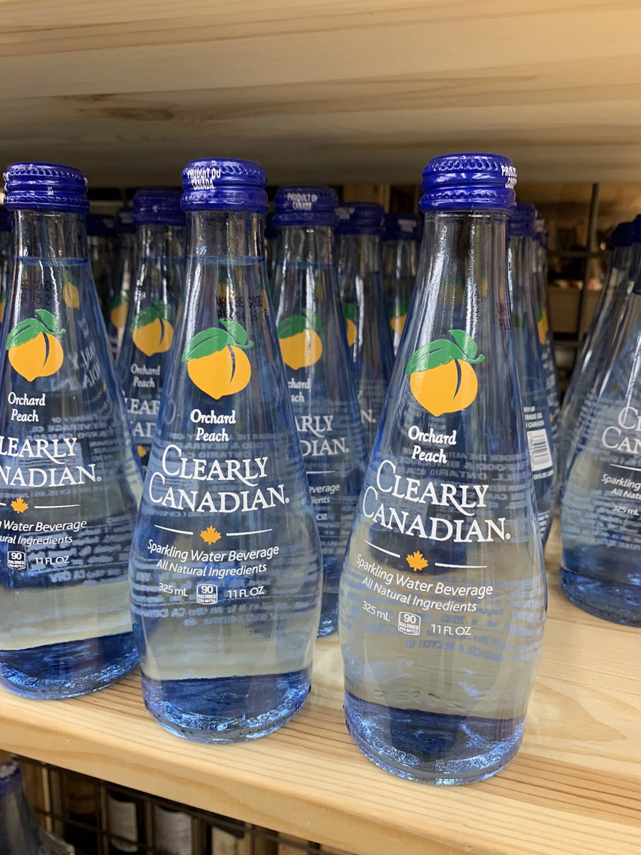 Bottles of peach Clearly Canadian