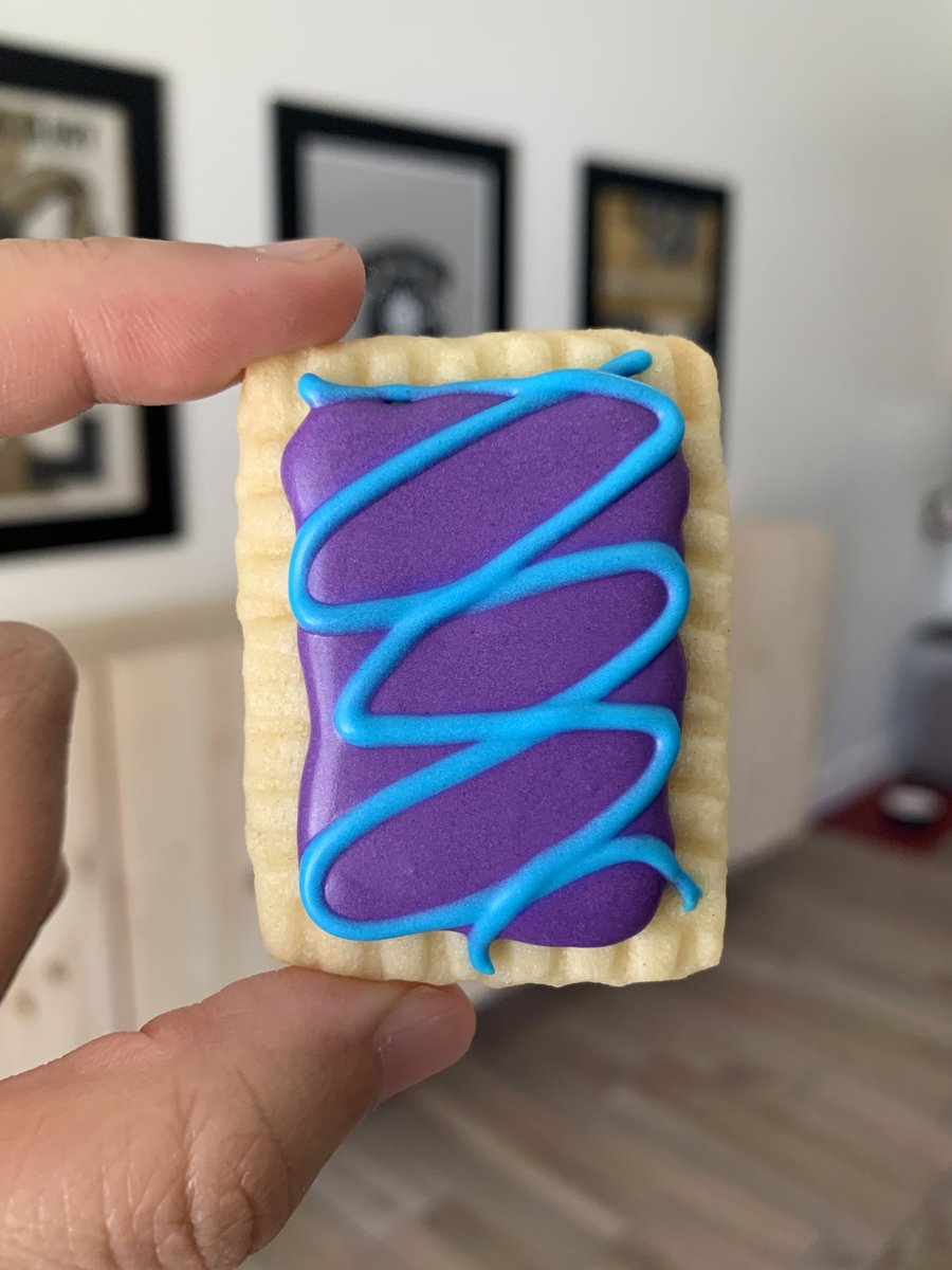 A closeup of one of the wild berry poptart cookies.