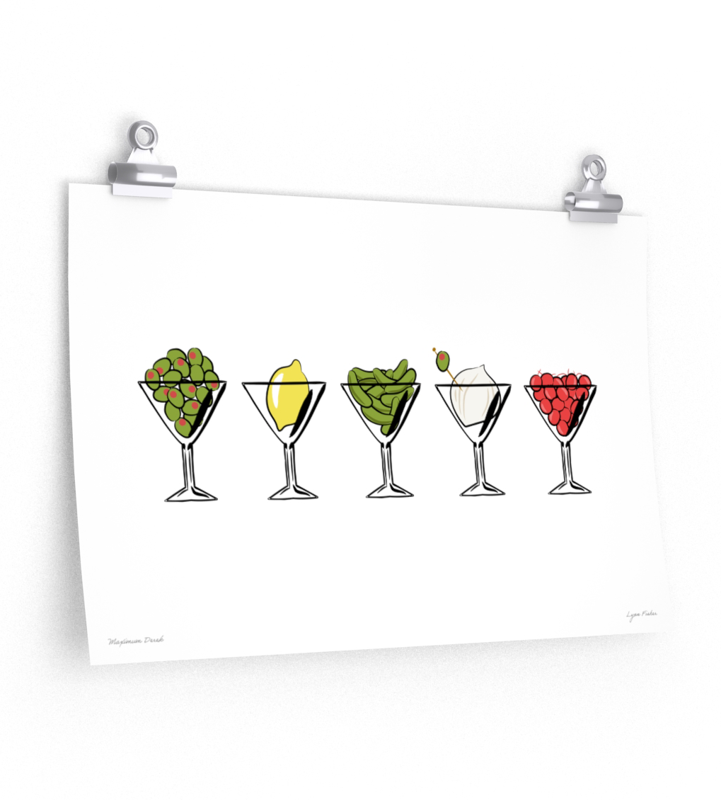 A mockup of the Derek martinis print.