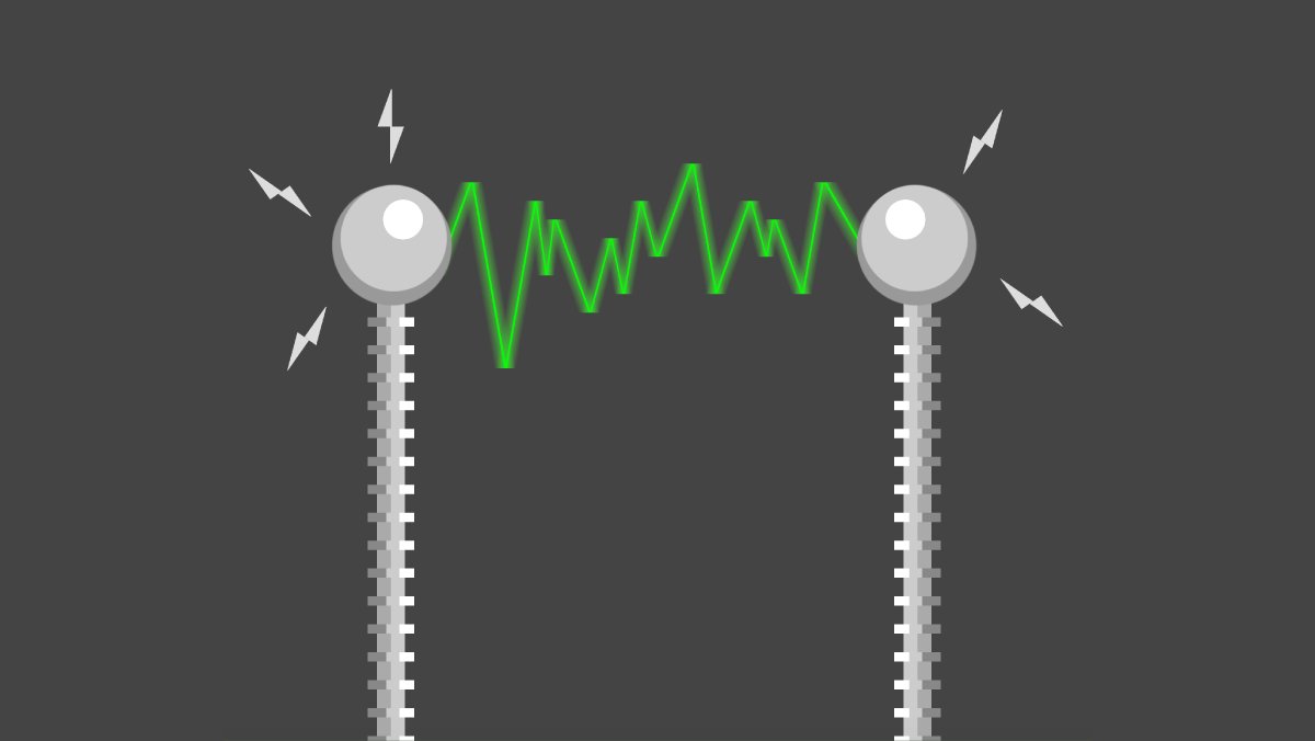 Illustration of mad scientist electricity arc.