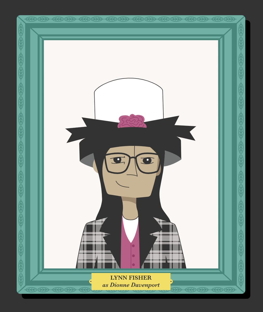 Illustrated portrait of Lynn as Dionne Davenport from Clueless in her iconic plaid jacket and boxy hat.