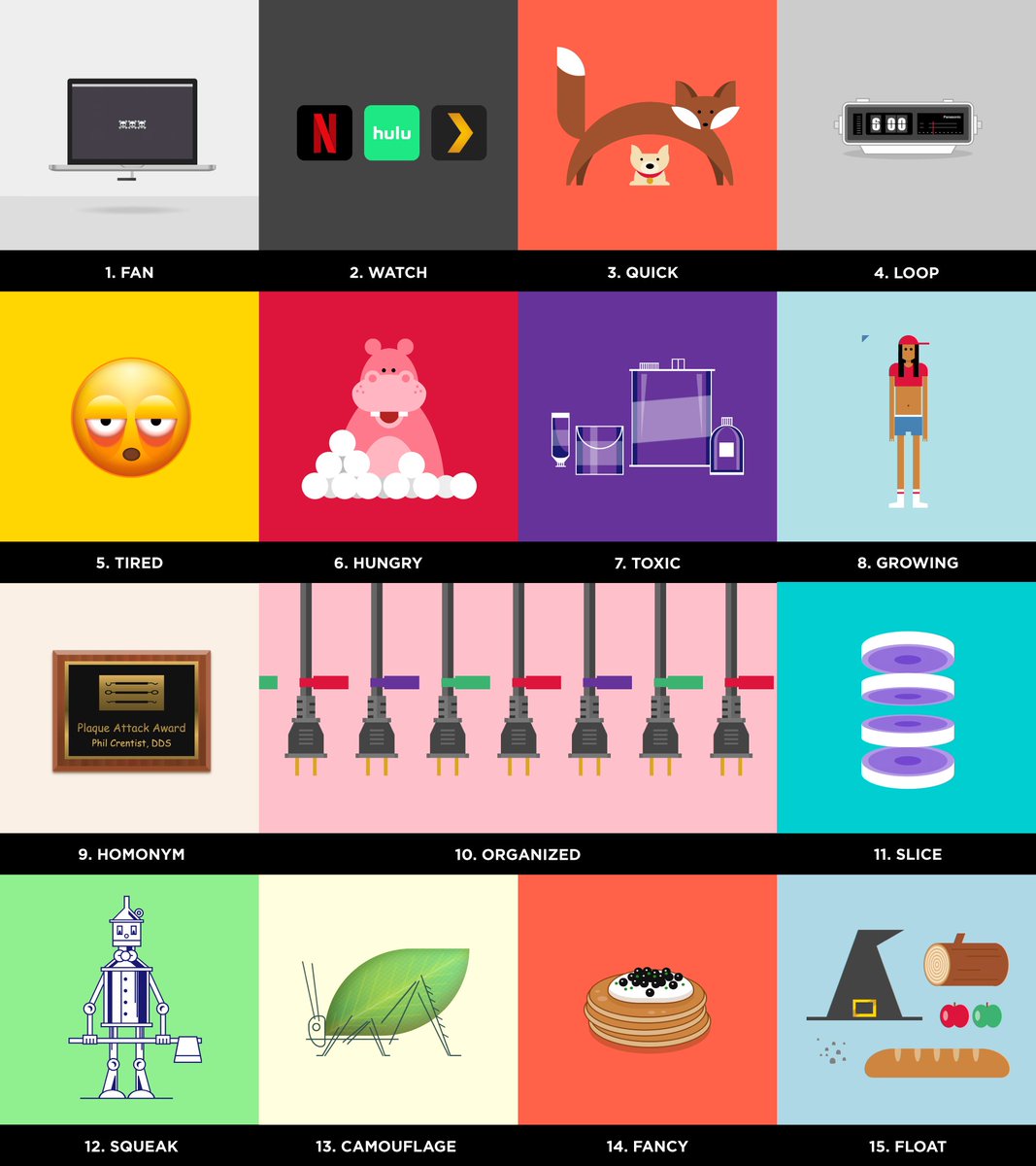 a grid of 15 CSS illustrations as seen on a.singlediv.com