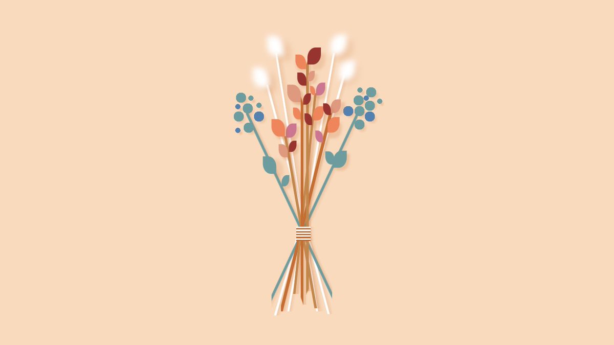 minimalist illustration of a bouquet of dried flowers