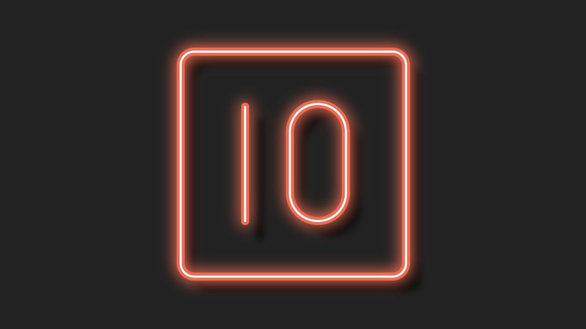 a neon sign of the number 10 