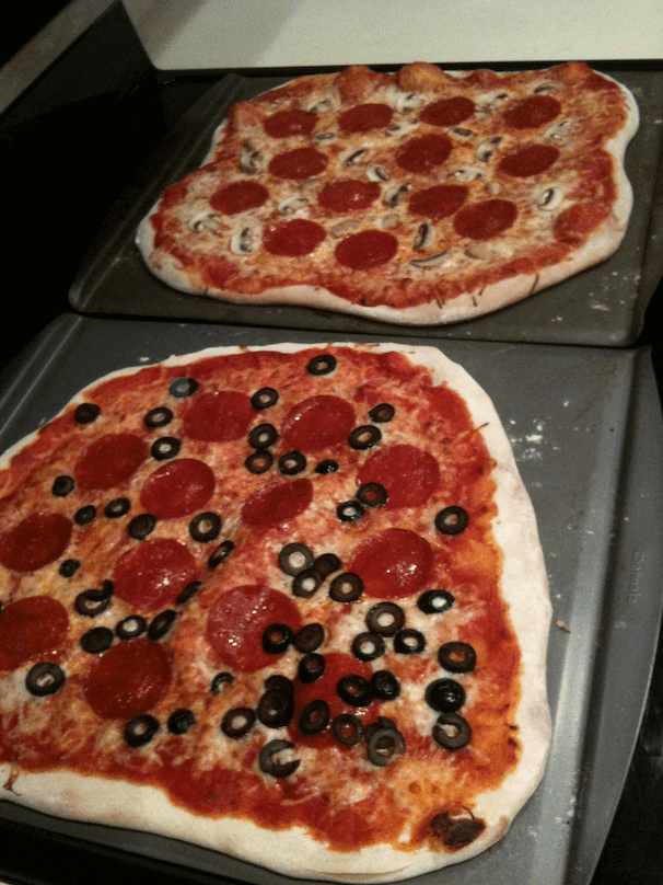two pizzas