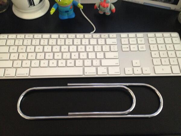 huge paperclip the size of a keyboard
