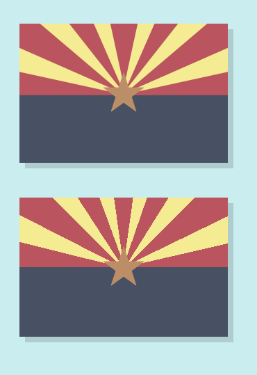 two AZ flags, the bottom one has lines that are much more jagged