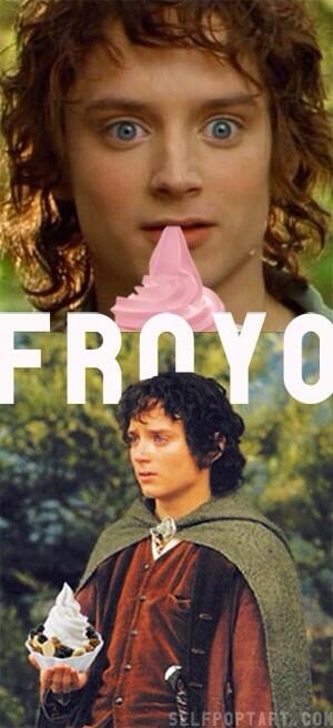 Frodo eating froyo