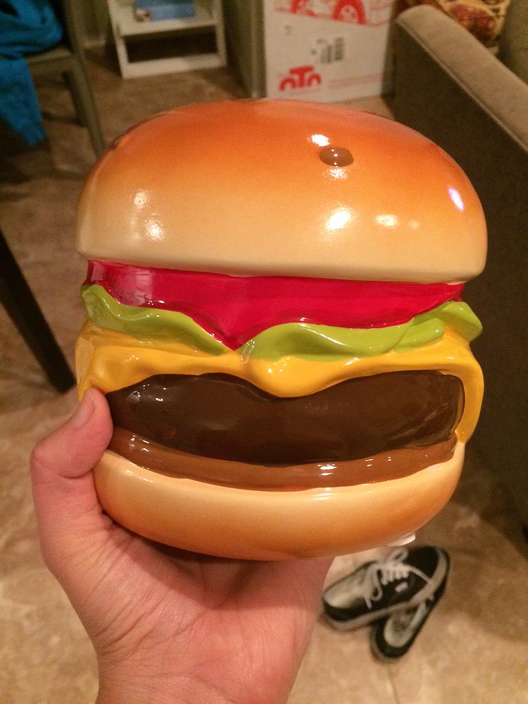 big ceramic cheeseburger bank
