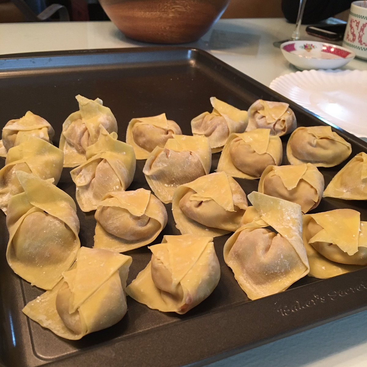 much nicer wonton all in rows