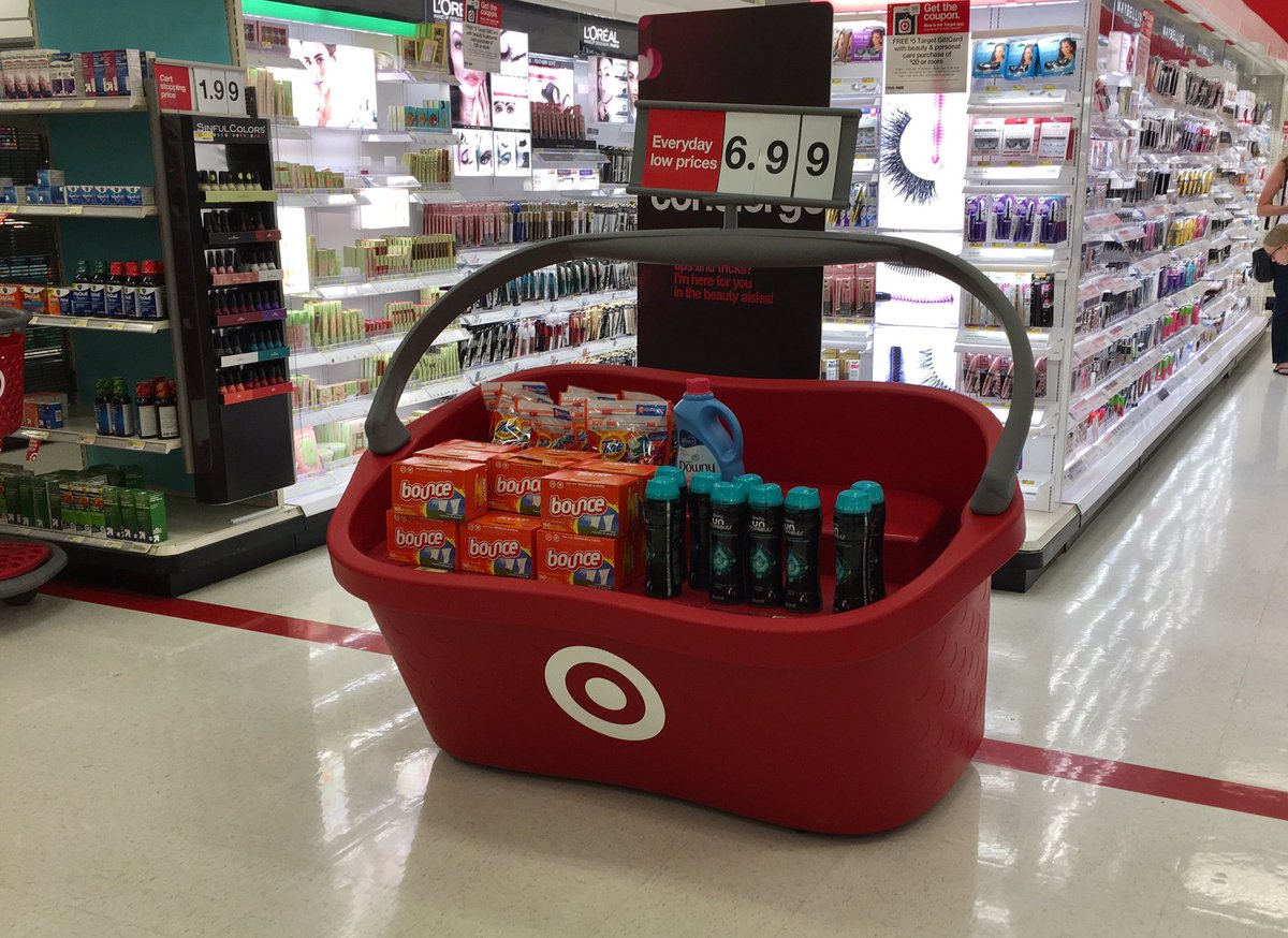 display at Target shaped like a giant Target shopping basket