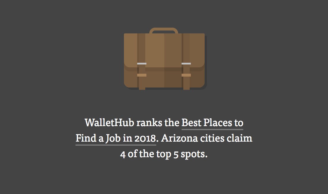 Wallethub ranks the Best Place to Find a Job in 2018. Arizona cities claim 4 of the top 5 spots.