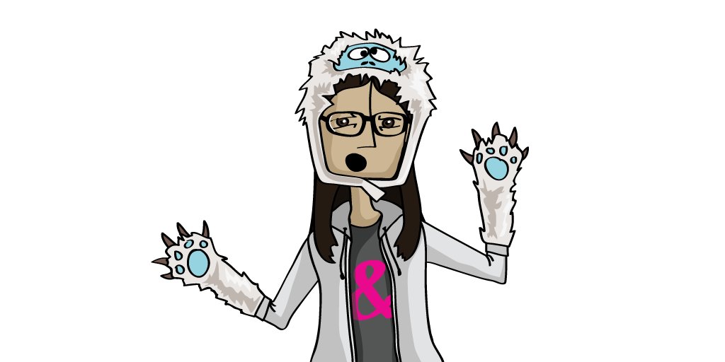 An illustration of me in probably homemade yeti hat and gloves