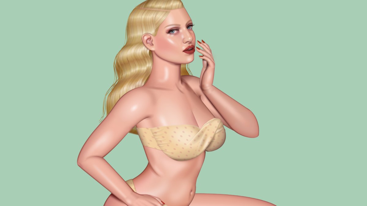 realistic illustration of a pinup girl