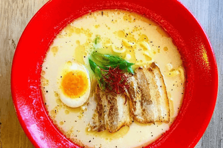 bowl of ramen with creamy broth