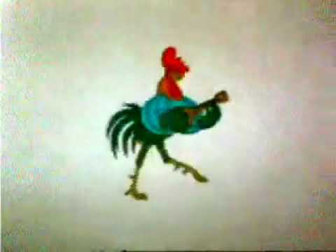 rooster walking and playing a lute