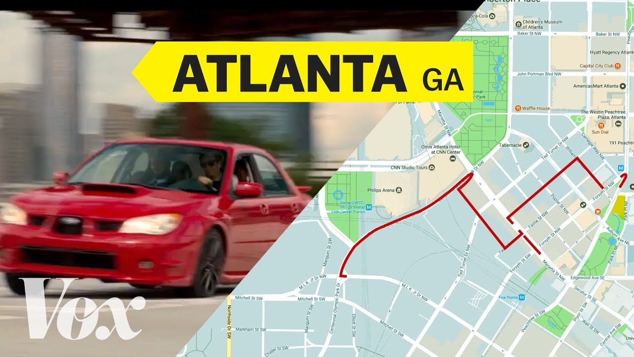 car and map of Atlanta