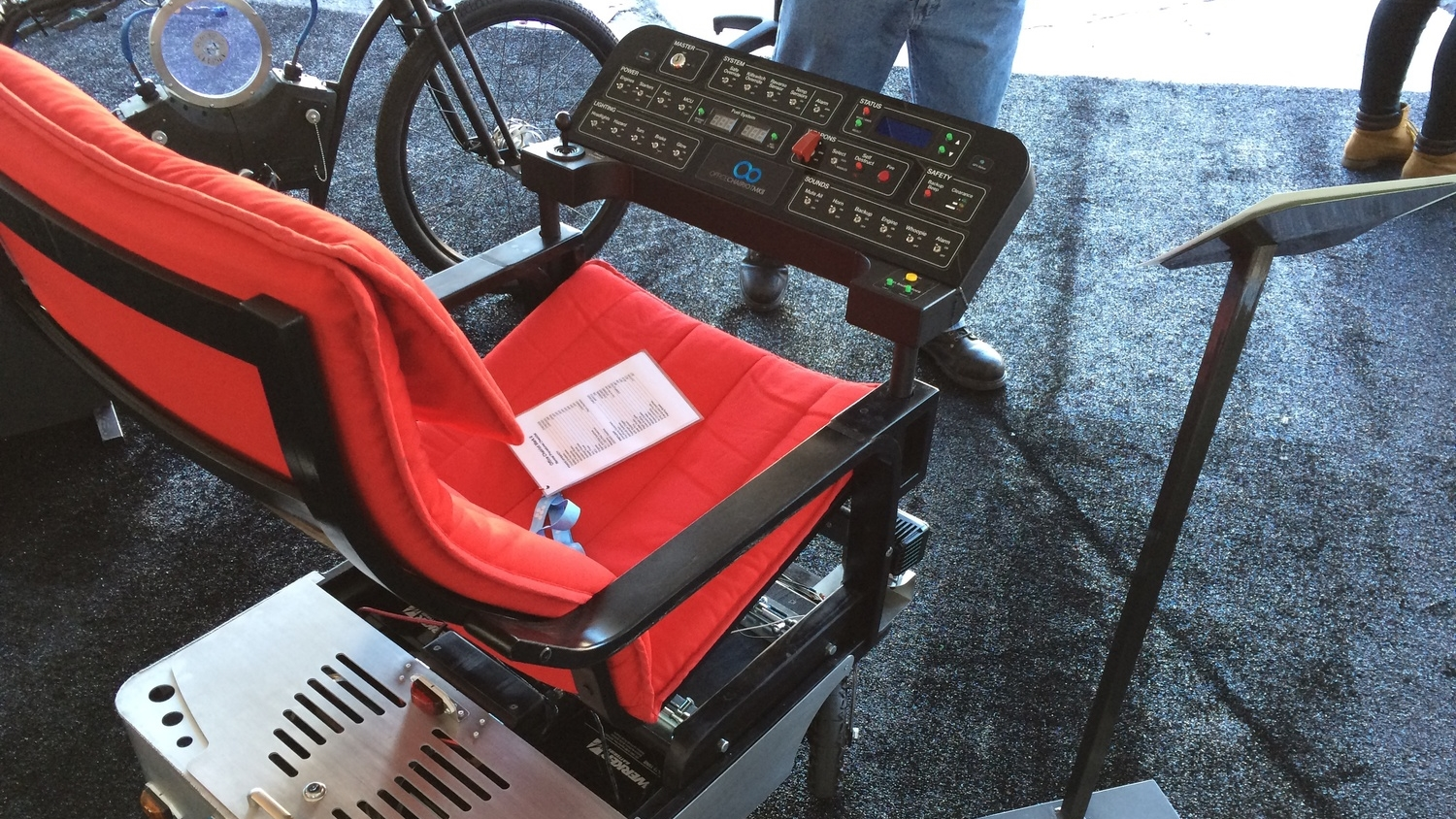 IKEA chair with a panel of controls